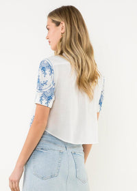 THML Luna Peasant Top- White-Hand In Pocket