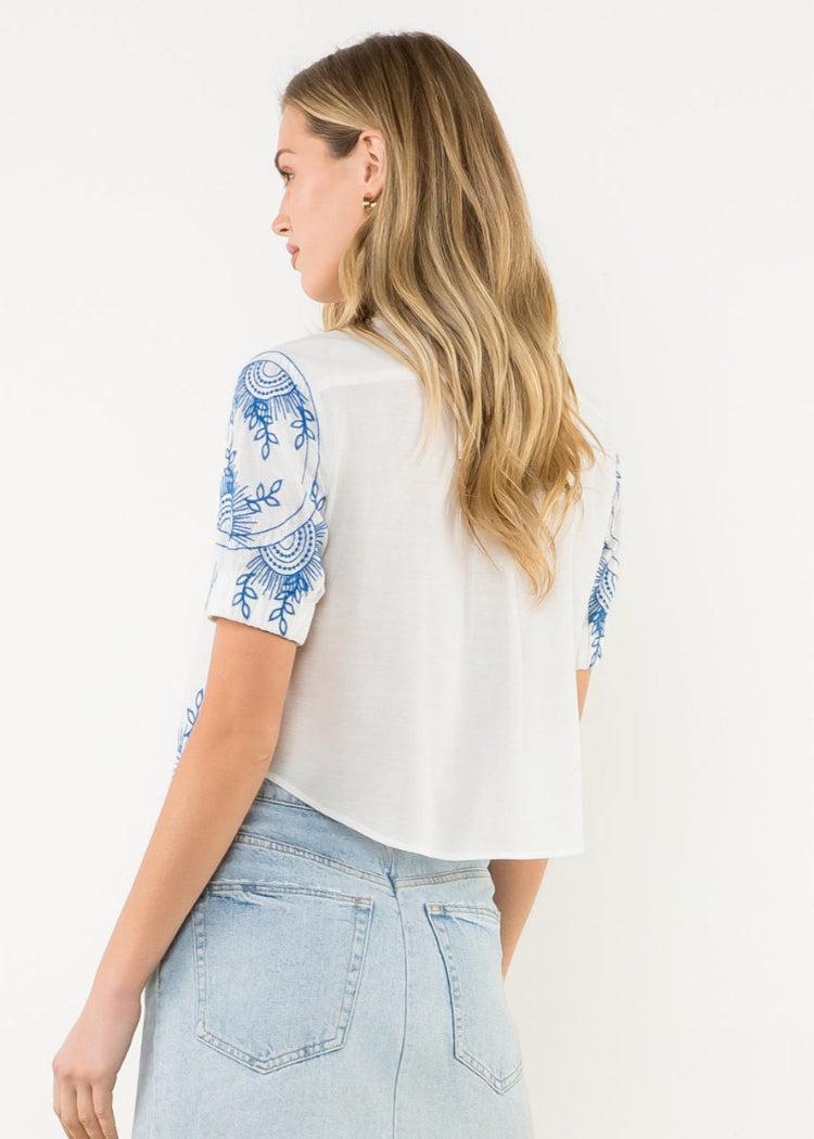 THML Luna Peasant Top- White-Hand In Pocket