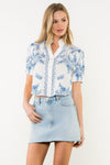THML Luna Peasant Top- White-Hand In Pocket