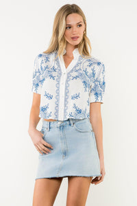 THML Luna Peasant Top- White-Hand In Pocket