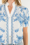 THML Luna Peasant Top- White-Hand In Pocket