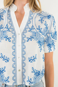THML Luna Peasant Top- White-Hand In Pocket