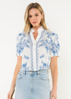 THML Luna Peasant Top- White-Hand In Pocket
