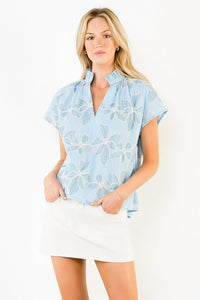 THML Erika Top - Blue-Hand In Pocket