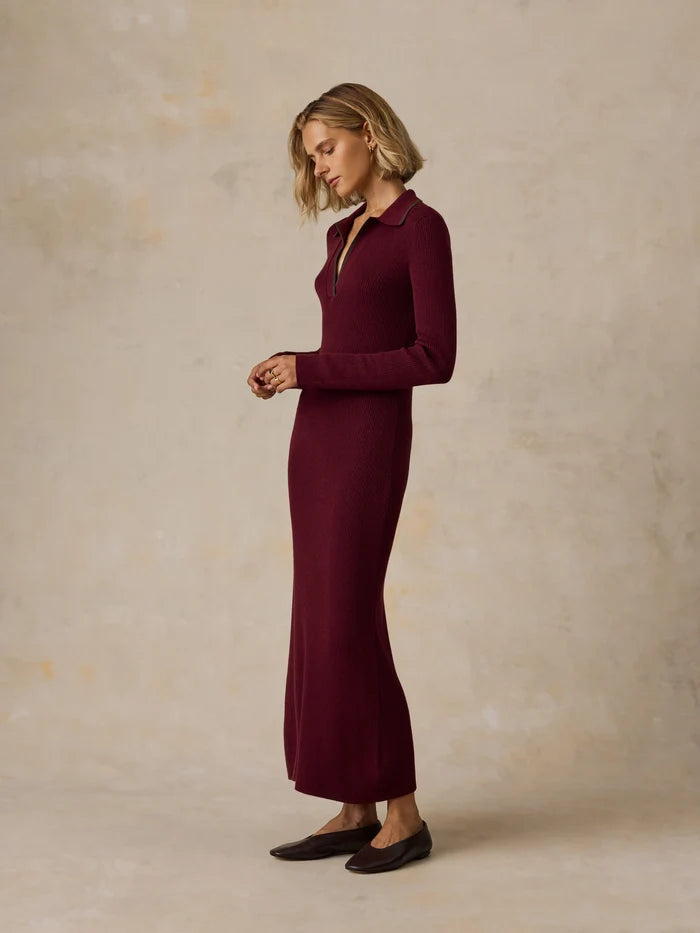 Faherty Throwback Sweater Dress - Merlot-Hand In Pocket