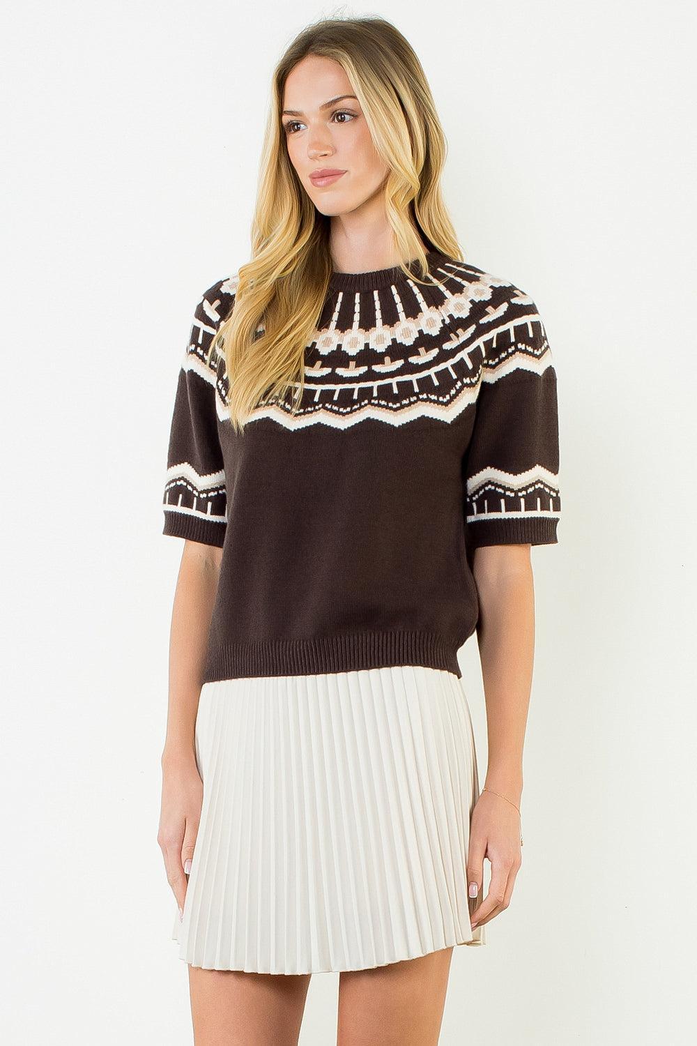 THML Margo Sweater - Brown-Hand In Pocket