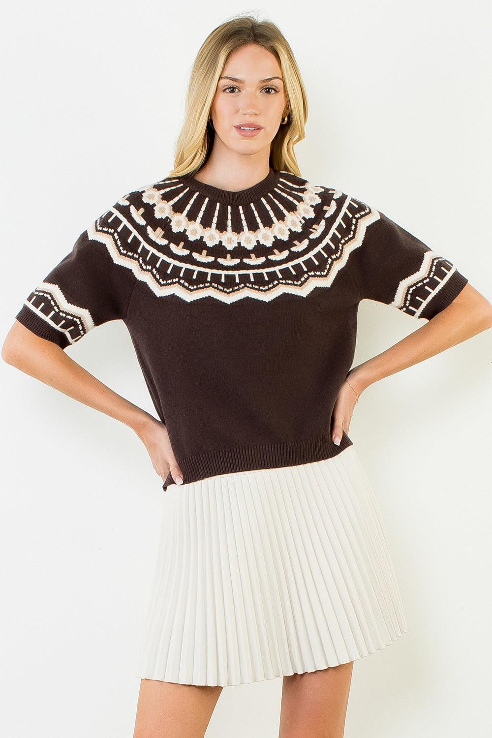 THML Margo Sweater - Brown-Hand In Pocket
