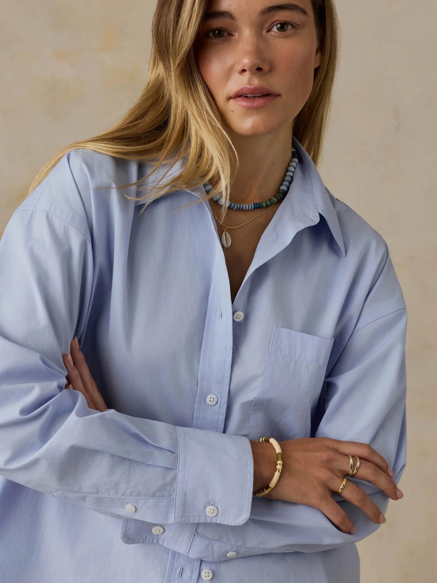 Faherty Coastal Poplin Shirt - Blue Current