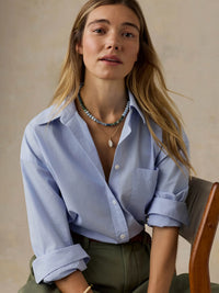 Faherty Coastal Poplin Shirt - Blue Current