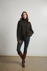 Line Mavis Sweater- Mocha-Hand In Pocket