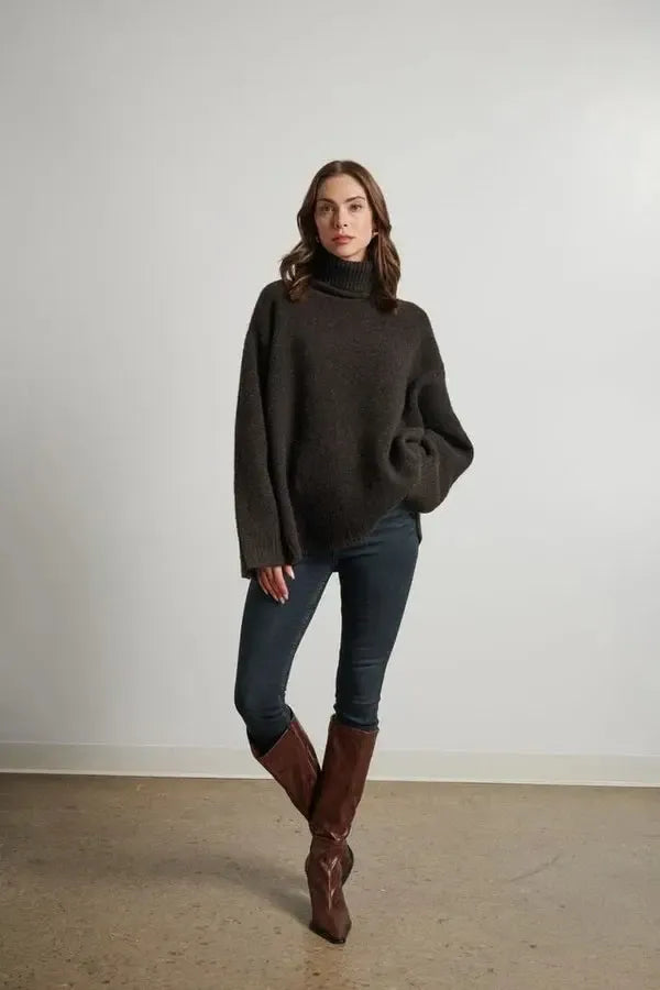 Line Mavis Sweater- Mocha-Hand In Pocket