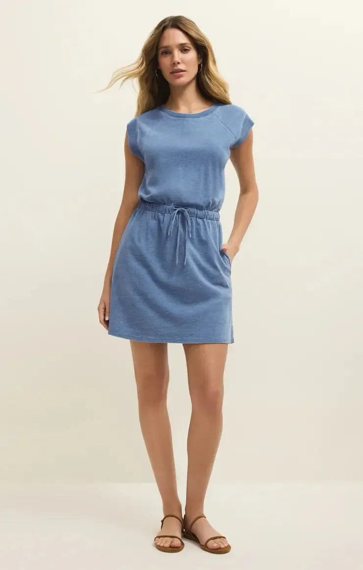Z Supply Kalani Denim Dress- Santorini-Hand In Pocket