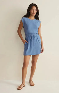 Z Supply Kalani Denim Dress- Santorini-Hand In Pocket