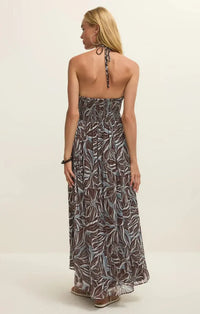 Z Supply Lanie Zinn Floral Dress- Chocolate-Hand In Pocket