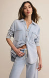 Z Supply All Day Knit Denim Jacket - Indigo-Hand In Pocket