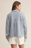 Z Supply All Day Cropped Knit Denim Jacket - Washed Indigo-Hand In Pocket