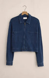 Z Supply Heritage Knit Denim Jacket- Indigo-Hand In Pocket