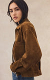 Z Supply Heritage Suede Jacket- Coconut-Hand In Pocket
