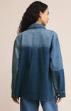 Z Supply On the Road Color Block Chore Jacket- Indigo-Hand In Pocket