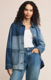 Z Supply On the Road Color Block Chore Jacket- Indigo-Hand In Pocket