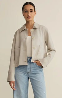 Z Supply Dillon Suede Jacket- Crystal-Hand In Pocket