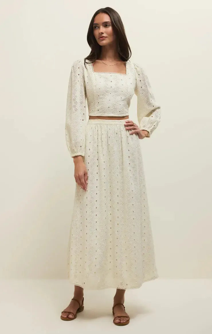 Z Supply Bria Eyelet Skirt - White-Hand In Pocket
