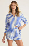 Z Supply Saturdays Stripe Shirt- White-Hand In Pocket