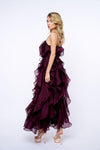Ciebon Irina Ruffled Midi Dress - Plum-Hand In Pocket