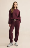 Z Supply Stadium Jogger- Merlot-Hand In Pocket