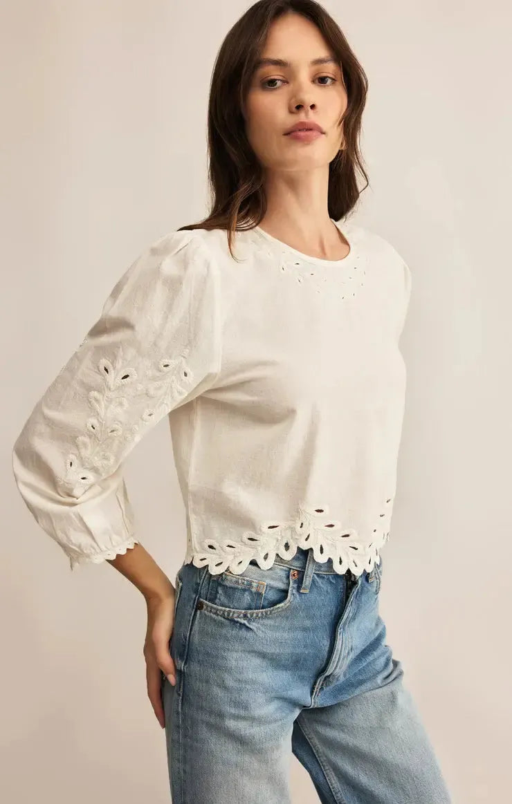 Z Supply Ambroise Top- White-Hand In Pocket