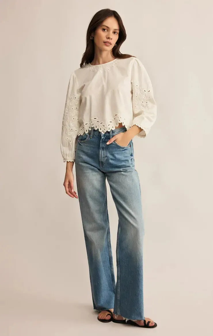 Z Supply Ambroise Top- White-Hand In Pocket
