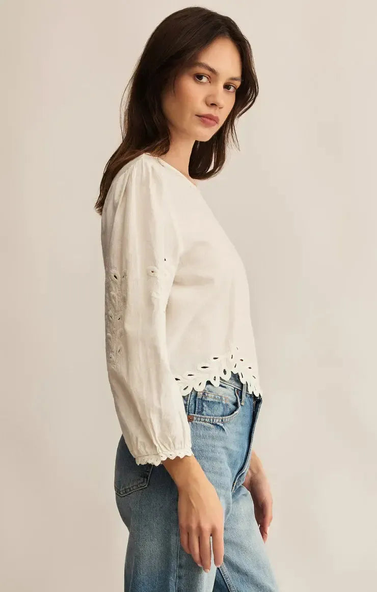 Z Supply Ambroise Top- White-Hand In Pocket