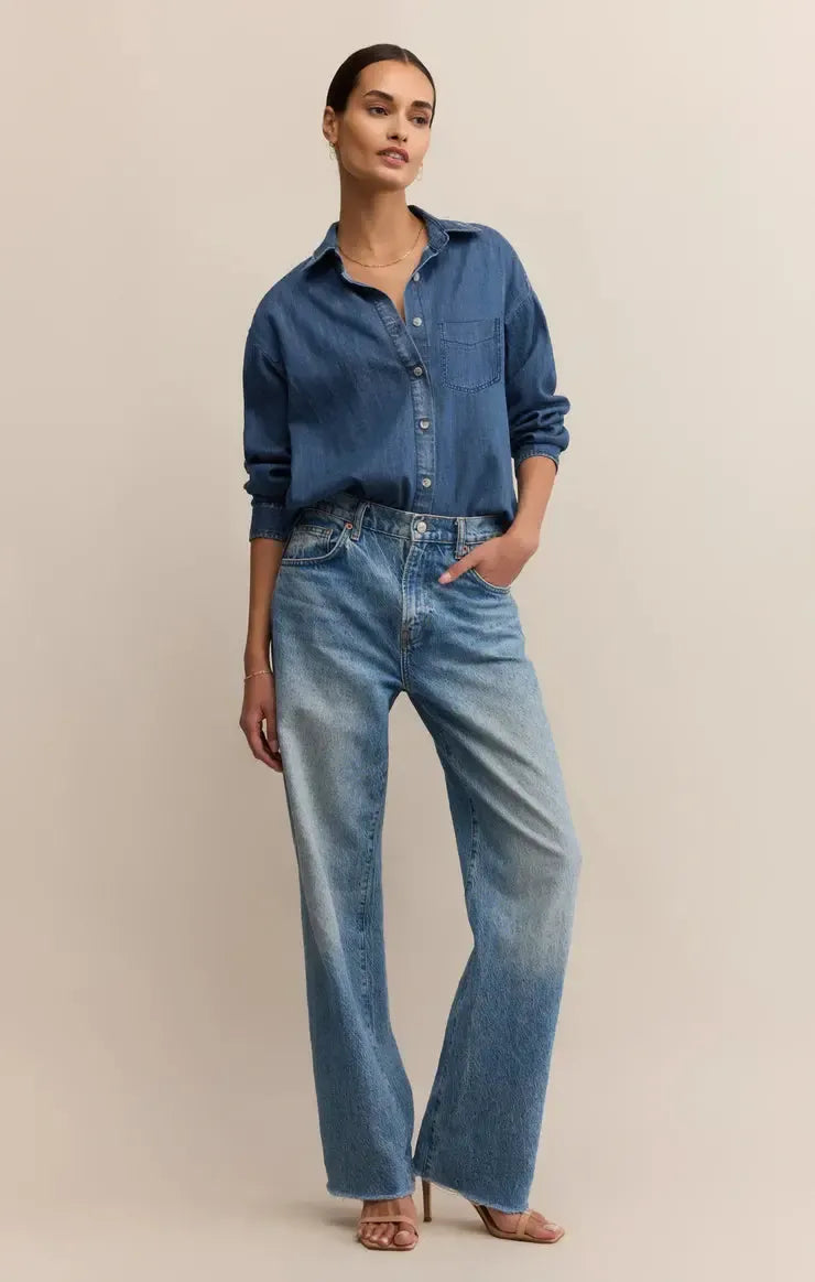 Z Supply Atwood Denim Shirt - Indigo-Hand In Pocket