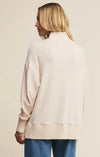 Z Supply Sable Rib Sweatshirt- Warm White-Hand In Pocket