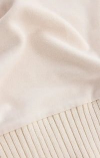 Z Supply Sable Rib Sweatshirt- Warm White-Hand In Pocket
