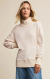 Z Supply Sable Rib Sweatshirt- Warm White-Hand In Pocket