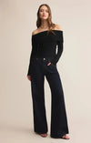 Z Supply Whimsy Off Shoulder Top- Black-Hand In Pocket