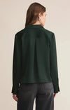 Z Supply Ana Satin Top- Garland Green-Hand In Pocket