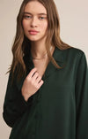 Z Supply Ana Satin Top- Garland Green-Hand In Pocket