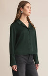 Z Supply Ana Satin Top- Garland Green-Hand In Pocket
