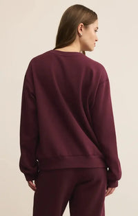 Z Supply Boyfriend Sweatshirt- Merlot-Hand In Pocket