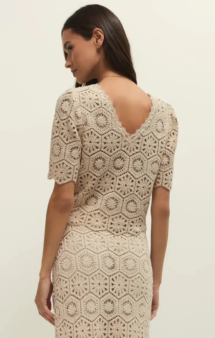 Z Supply Raquel Lace Top - Natural-Hand In Pocket