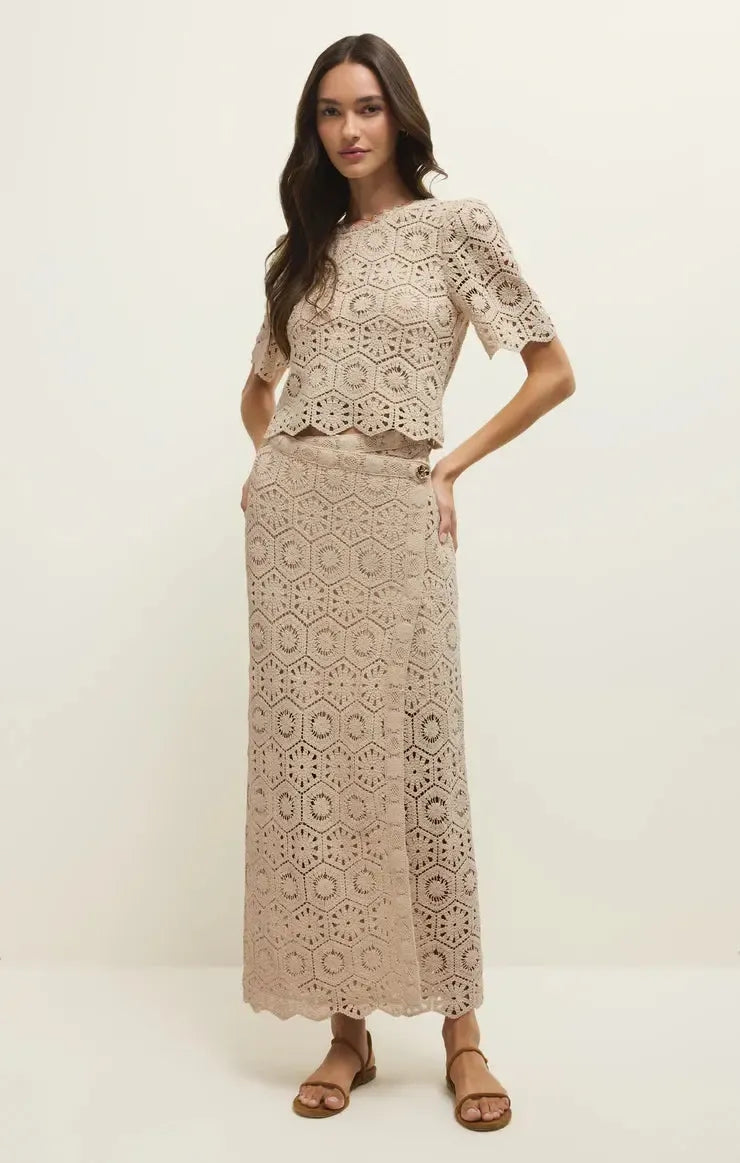 Z Supply Raquel Lace Top - Natural-Hand In Pocket