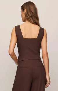 Z Supply Magnolia Linen Top - Chocolate Cherry-Hand In Pocket