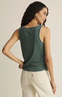 Z Supply Julian Crochet Tank - Everglade-Hand In Pocket
