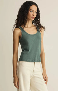 Z Supply Julian Crochet Tank - Everglade-Hand In Pocket