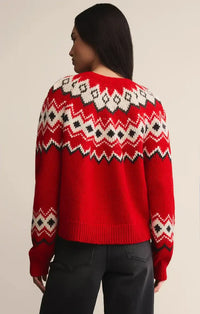 Z Supply Adornment Sweater- Festive Red-Hand In Pocket