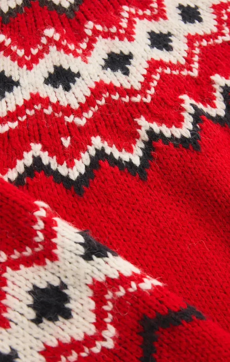Z Supply Adornment Sweater- Festive Red-Hand In Pocket