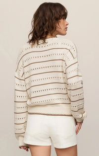 Z Supply Darby Stripe Sweater - Sandstone-Hand In Pocket
