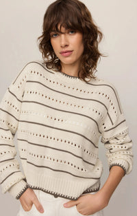 Z Supply Darby Stripe Sweater - Sandstone-Hand In Pocket